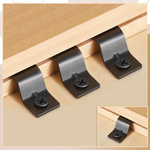 Ferraycle 200 Sets Z Clips Table Top Fasteners with Screws, Black