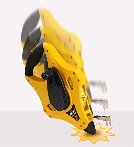 Johnson Level & Tool 1831-0100 Geared Metric/Inch Fiberglass Long Tape, 100', Black/Yellow, 1 Tape