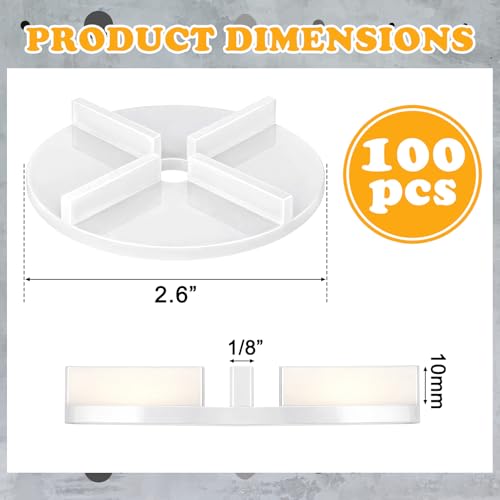 FoldTier 100 Pcs 1/8" Tile Spacers Plastic Tile Spacers Cross Leveling Ceramic Spacer Ceramic Installation Tools for Patio, Driveway, Walkways, Pool Deck Installation