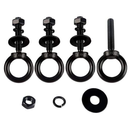 1/2" x 1-1/4" Black Stainless Steel Eye Bolts with Nut Washer, M12X30mm Eyebolts for Swing Chair, Hammock At Garden and Balcony Hanging String Lights 1/2" x 1-1/4" Black