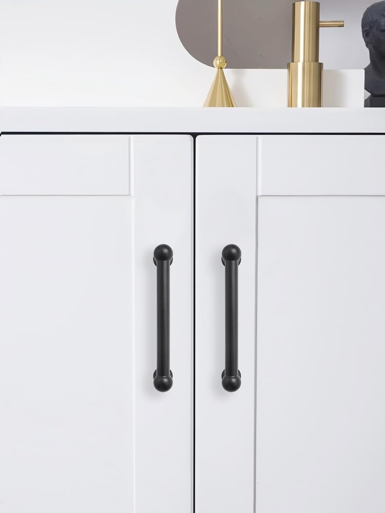 10 Pack 3 Inch Hole Center Black Cabinet pulls 100% Solid Heavy Duty Dresser Pulls Cabinet Drawer Pulls for Kitchen Cupboard Hardware 10
