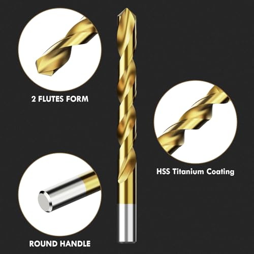 230Pcs(3/64" - 1/2") Titanium Twist Drill Bit Set 3/64" - 1/2" - 230pcs HSS