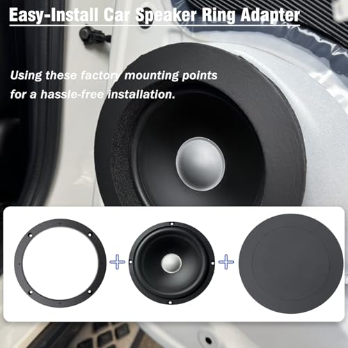 6.5 Solid Speaker Spacer with Foam Ring Adapter Self-Adhesive,Universal Door Speaker Mounts Bracket Easy Installation