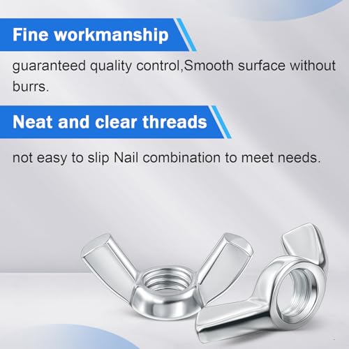 Moxweyeni 100 Pcs 3/8"-16 Wing Nuts Bulk Carbon Steel Butterfly Nuts