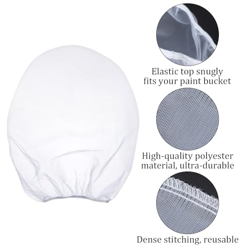 Pack of 8 Paint Filter Paint Strainers, 1 Gallon Paint Strainer Bag of Liquids, White Fine Mesh Mesh Bucket Strainer, Mesh Elastic Strainer Bags, for Paint Gardening