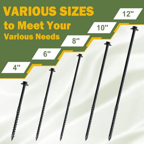 LIONMAX Timber Screws 6 Inch, 60-PCS, Structural Lag Screws #14 X 6 #14 x 6"