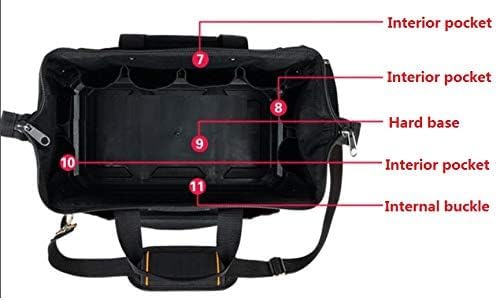 16" Wide Mouth Tool Bag with Shoulder Strap Portable Waterproof Tool Organizer Made Oxford Cloth with Suitable for Electrician Carpenter