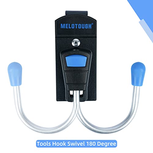 MELOTOUGH Tool Holster Cordless Drill Holster Tool Belt Hook with Metal Clip for Work Belt（Blue 2pcs）+ MELOTOUGH Drill Holster Impact Driver Holster with Bit Pouch (Left Hand)