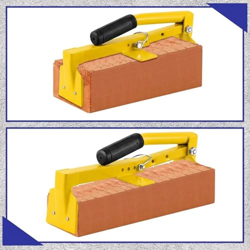 Adjustable Heavy Duty Brick Tongs Set Heavy Duty Block Tongs with Rubber Pad Handle and Work Gloves Adjustable 9-13.7 Inches Paver Tool for Bricks Lifting Carrying (Yellow) Yellow