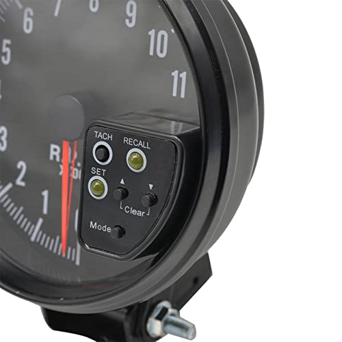 Shkalacar 5" Tachometer Gauge RPM Tach Gauge with 7 LED Multicolored Display Backlight with Shift Light Peak Sound LED Flash When RPM Warning for Universal Car