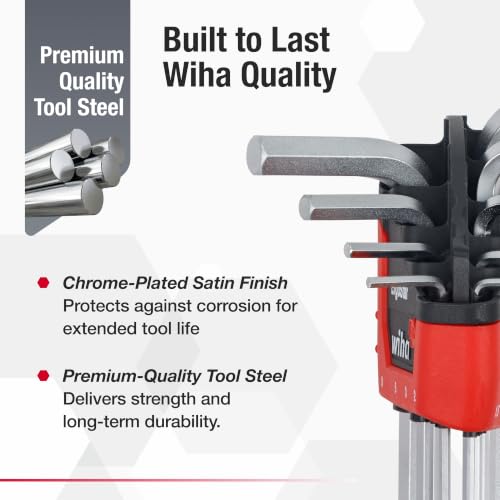 Wiha 22 Piece ErgoStar Ball End Hex L-Key Set, Allen Wrench Set Hex L-Key Inch & Metric ErgoStar Set, 22 piece