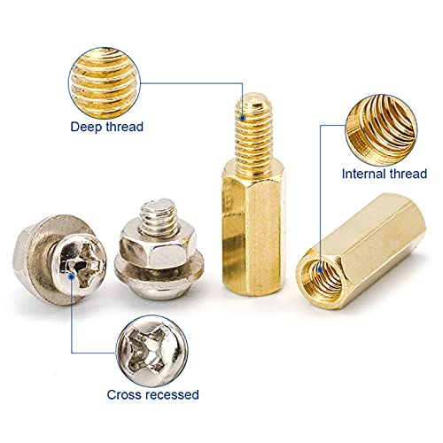NINDEJIN 720pcs Laptop Computer Repair Screws Kit + 910pcs Motherboard Standoffs Spacer Kit, M1.4/1.7/2/2.5/3 Flat Head Screws + M3 Male Female Hex Brass Spacer Standoff Screw Nut Assorted Kit