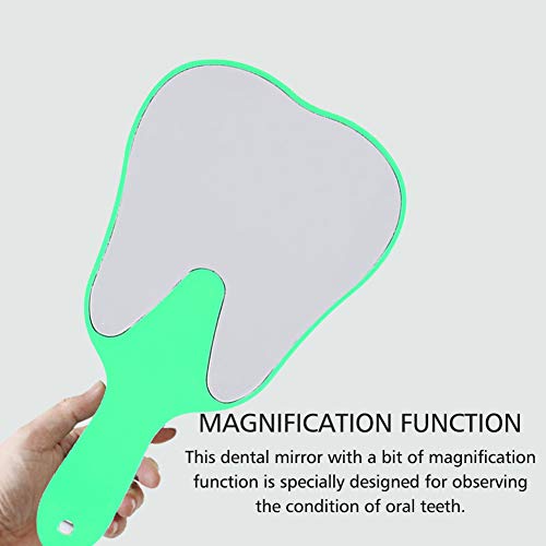 Hand Mirror, Small Hand Mirror, Single-sided Hand Mirror with Low Magnification, Dental Care Hand Mirror Tool, Fashionable, Cute Dental Care, Hand Mirror Tool, 4 Colors, Plastic Handle (Green)