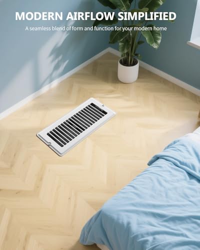4x10 Floor Register, 5-Pack Vent Covers for Home Floor, Wall or Ceiling White 4x10 5 Pack