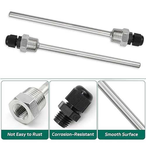 JOYOLA Pack of 2 Immersion Sleeve 304 Stainless Steel Immersion Sleeves 150 mm, G1/2 Inch Thread for Temperature Sensor, Immersion Protection Tubes for Thermocouples, Protective Tube for Temperature