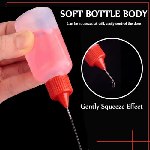 Zhehao 100 Pcs 30 ml/ 1 oz Precision Needle Tip Glue Applicator Bottle, Red