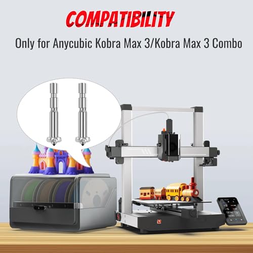 2 x 0.4 mm Cobra 3 Max Quick Swap Nozzle, Integrated Hardened Steel Nozzle, Print Head Extruder Nozzles for Anycubic Kobra 3 Max/Kobra 3 Max Combo 3D Printer Accessories
