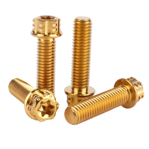 4Pcs Titanium Bolt Flange Torx Head M8 M10 x 20 25 30mm Screw Bolt for Motorcycle Car Modifications (Gold, M8x30mm) Gold M8x30mm Pitch 1.25