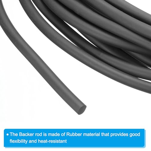 PATIKIL 1/4 Inch x 65.6 Feet Backer Rod, Hard Solid Nitrile Rubber Rope Caulk Crack Gaps Joint Filler Weather Stripping for Home Construction, Industrial Equipment Gasket DIY，Black
