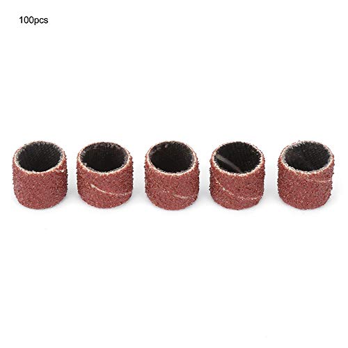 12 mm Sandpaper Ring Sandpaper Disc Sanding Drill, 2 Pieces Drum Mandrel and 100 Pieces Sanding Drum Set 1/2 Inch for Dremel Rotary Tool