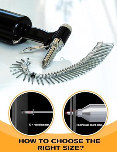 250 PCs 1/4'' x 1''Aluminum Blind Rivets, Pack of 250 CT 6.4mm x 25mm Pop Rivets with Aluminum Grip and Steel Mandrel 1/4 x 1" Silver