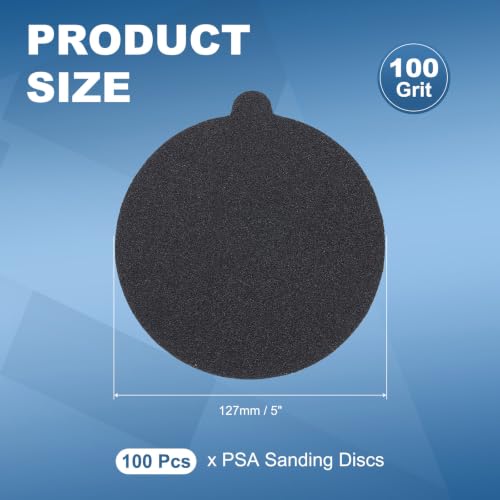 100 Pack 5 Inch PSA Sanding Discs with Quick-Release Tab 100 Grit 5"-100 Grit