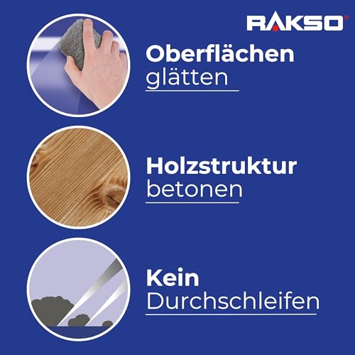 RAKSO Stainless Steel Wool Extra Fine 150 g, 1 banderole, Rustproof, Smooths Tannic Acid Wood without Blue Discoloration of the Grain EXTRAFEIN 1 pack of 150 g