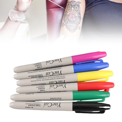 Acouto 6 Piece Set Piercing Skin Marker Pen Permanent Makeup Body Art Beauty Tool Skin Pens 6 Piece Set Skin Pen Sk The Can Tattoo Ink