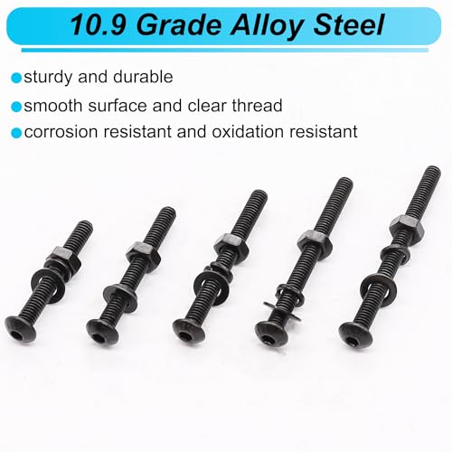 220PCS Black M4 x 30/35/40/45/50mm Button Head Hex Socket Cap Screws + 2285PCS Metric Screw Assortment Kit, 6-20mm Metric Bolts Assortment Kit