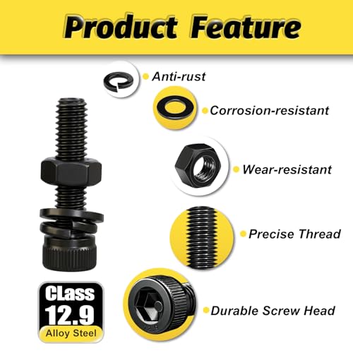 KADRICK 1830PCS M2 M3 M4 M5 Metric Screws Assortment,Hex Socket Head Cap M2-M5 1830Pcs