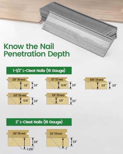 meite 16 Gauge Flooring Nails 2 Inch, 16GA L Cleat Nails 1,000Pcs 2 Inch (1 Box)