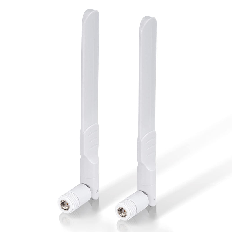 Bingfu Dual Band WiFi 2.4GHz 5GHz 5.8GHz 8dBi MIMO RP-SMA Male White Antenna (2-Pack) for WiFi Router Wireless Network Card USB Adapter Security IP Camera Video Surveillance Monitor 2-Pack [RP-SMA] Male Antenna - White