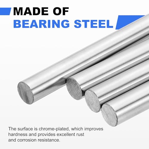 sourcing map 2pcs Linear Motion Rods 8mm x 450mm (0.31 x 17.72 Inches) HRC50 Hardened Chrome Plated Linear Rail Shaft Round Guide for 3D Printer, DIY, CNC Metric 8mmx450mm 2