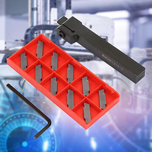 Lathe Cut Off Grooving Parting Tool Holder with 10pcs Carbide Inserts for Semi-Finishing and Finishing Machining Steel