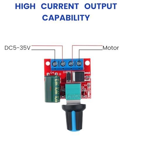 DC Motor Speed Controller PWM 5V-35V 5A Adjustable for 6V/12V/24V Fan, LED Strip, Electric Motors (Pack of 6)
