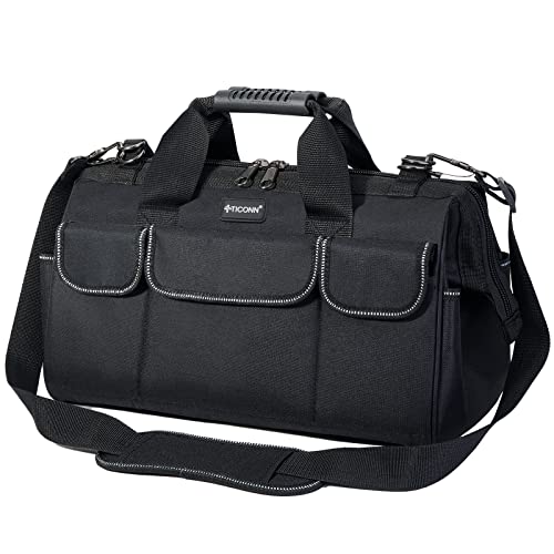 TICONN Tool Pouches with Zipper (6 Pack Combo) + Tool Bag with Multi-Pockets(14" Standard Base)