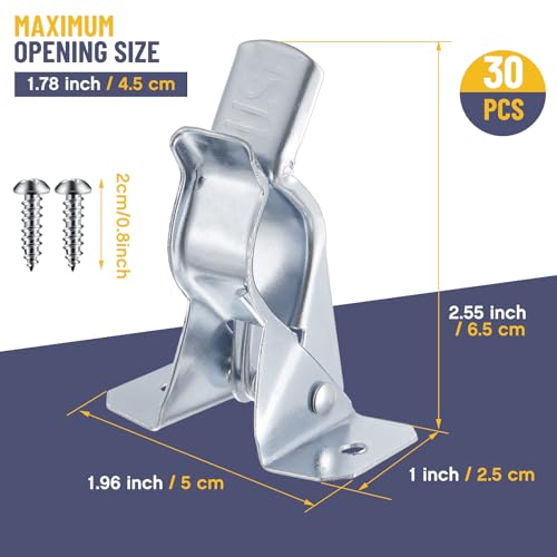 Zonon 30 Pcs Spring Tool Clips Wall Mount Metal, Holds up to 1.78 Inch