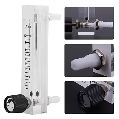 Oxygen Air Flow Meter, LZQ-7 Gas Flow Meter 1-10LPM Flow Meter with Control Valve for Oxygen/Air/Gas, 8mm Hose Barb