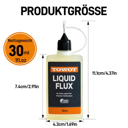 TOWOT Liquid Solder Flux 30ml No-Clean Soldering Flux for Electronics, Lead Free and Corrosion Resistant, High Purity Rosin Soldering Flux for Circuit Boards, Copper and Silver