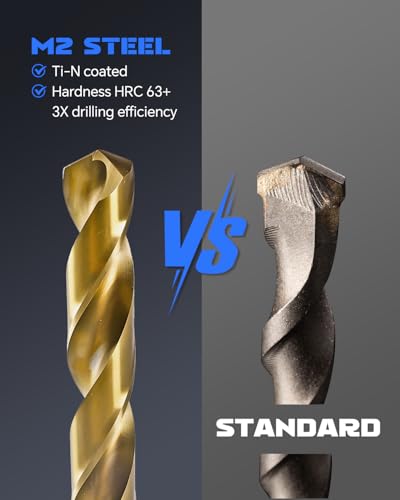 COMOWARE 230 Pcs Titanium Coated Drill Bit Set for Wood, Metal, Plastic & Aluminum Alloy - 3/64" to 1/2" with Storage Case