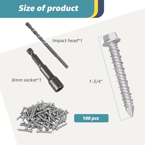1/4" x 1-3/4" Stainless Steel Concrete Screws with Drill Bit 1/4" x 1-3/4"