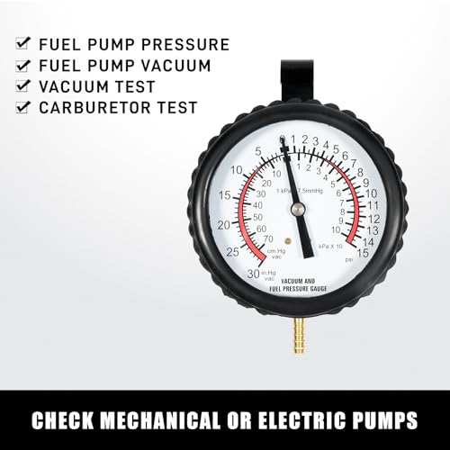 Fuel Pump Tester Gauge Kit, Leak Carburetor Pressure Diagnostics Kit 5pcs Fuel Pump Tester