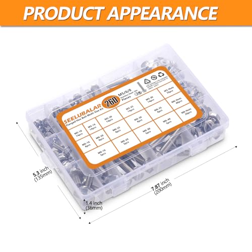 260 Pcs M5 M6 M8 Metric Flange Bolts Assortment, 16/20/25/30/40mm Screws M5/M6/M8 - 16/20/25/30/40mm