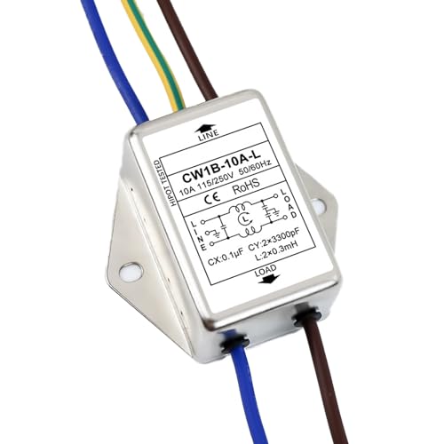 EMI Filter CW1B-10A-L(040) 250V Single Phase Filter (Pack of 2) | Electromagnetic interference filter, to suppress continuous and intermittent pulse interference