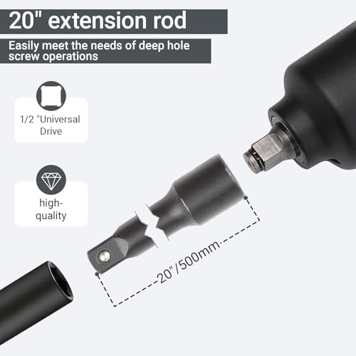 1/2 Inch Drive Extension,1/2" Impact Extension Bar,20" Long Socket Wrench Extender,Cr-V Steel