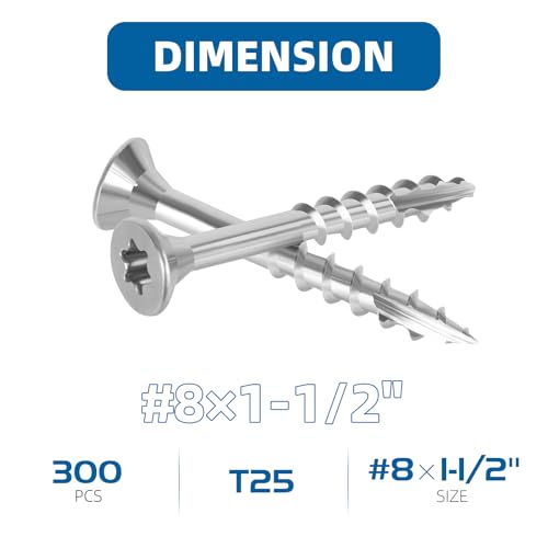 WELLOCKS #8 x 1-1/2 in 304 Stainless Deck Screws, 300 PCS #8×1-1/2"