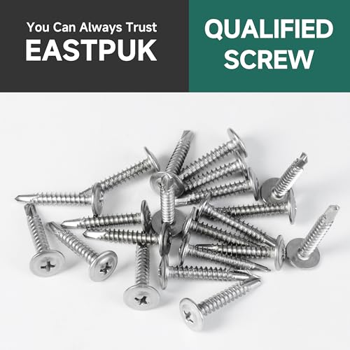 #10 x 2 Self Tapping Screws for Metal, Truss Head Phillips Drive 410 Stainless Steel Self Drilling Sheet Metal Screws with Drill Bit, Fast Tapping (Box of 300) #10 x 2" Silver