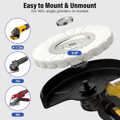 8" Non-Woven Airway Satin Buffing Wheel, 3 PCS Polishing Wheel for Angle Grinder, Ideal for Sanding & Polishing Aluminum, Stainless Steel (5/8" Arbor Hole)