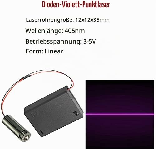 CTRICALVER 1 x 405nm 3-5V Purple Laser Line Module Diode w/Driver Plastic Lens + 1 x AA Battery Holder