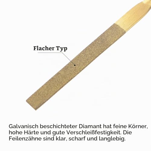 sourcing map Diamond Needle File Titanium Coated Hand Tool 5 x 180 mm | Flat File Hand Tool with TPU Handle for Metal Stone Wood